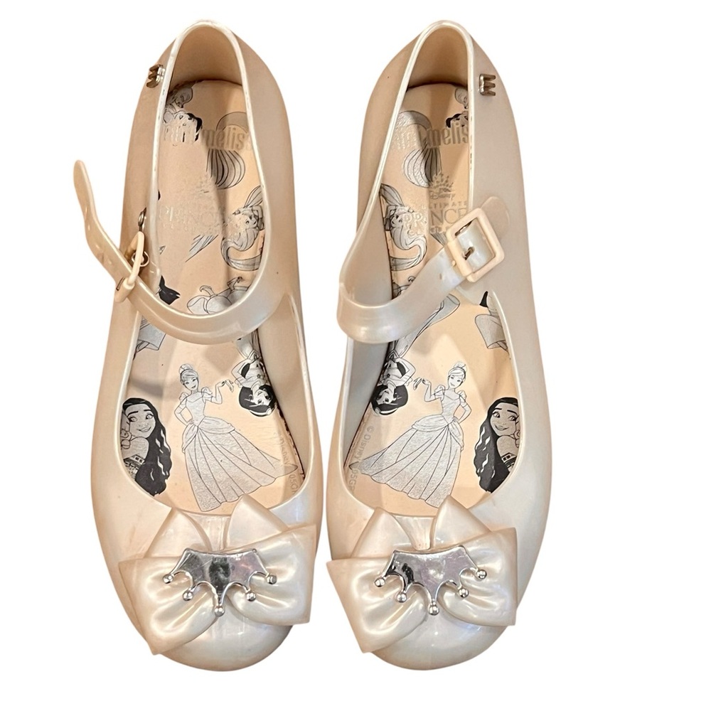Mini Melissa Pearl-White Princess Bow Jelly Mary Jane Sandals